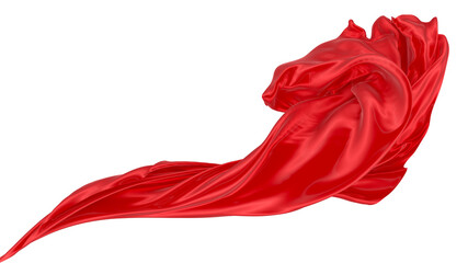 Beautiful flowing fabric of red wavy silk or satin. 3d rendering image.