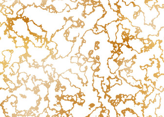 White cracked marble with golden texture. Vector illustration