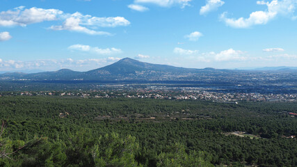 Fototapeta na wymiar Breathtaking scenic view to Athens - Attica from top of Parnitha mountain, Greece
