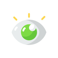 Viewing vector flat color icon. Eyesight check. Online surveillance. Eye sign for digital screen. Smartphone interface button. Cartoon style clip art for mobile app. Isolated RGB illustration
