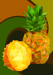 Fresh Pineapple, Vector Illustration. Pop Art Poster Design.