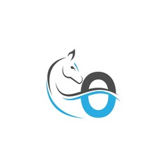 Letter O icon logo with horse illustration design