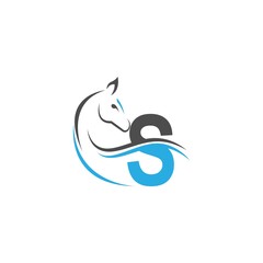Letter S icon logo with horse illustration design
