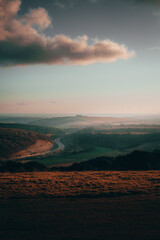 Over looking the South Coast country side during a sunset on a winters day. Cold winters day looking out of the hills of the south coast enjoying the calm natural views.