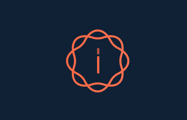 I orange monogram floral alphabet letter logo for business and company. Branding for corporate identity. Creative lettering icon for design