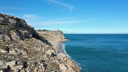 Fototapeta premium falaise de Leucate et son phare, Aude, Occitanie, France