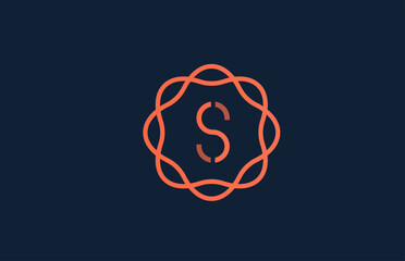 S orange monogram floral alphabet letter logo for business and company. Branding for corporate identity. Creative lettering icon for design
