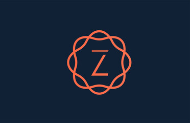 Z orange monogram floral alphabet letter logo for business and company. Branding for corporate identity. Creative lettering icon for design
