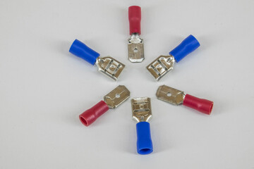 blue and red electrical connectors for electricity