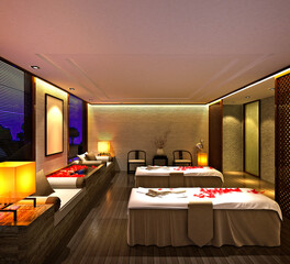 3d render of massage spa room