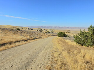 Scenic dirt roads that cross areas of the Carrizo Plain National Monument in San Luis Obispo County, California.