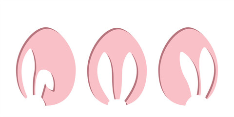Easter eggs shapes with bunny ears silhouette for laser cutting. Vector easter silhouette for poster, card or banner.