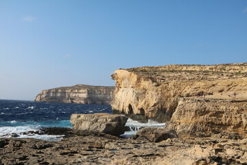 View to the destroyed Azure Window, Gozo Malta