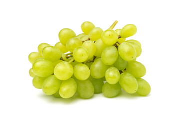 Green grapes solated on white background.