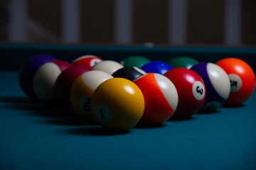 billiard balls on a table