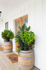 Front door of a modern farmhouse-style home