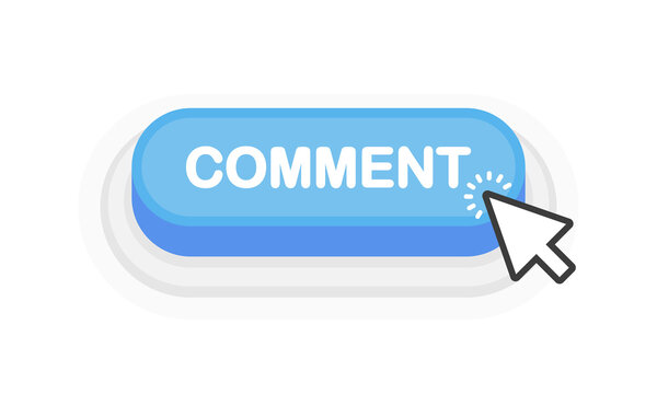 Comment Blue 3D Button In Flat Style Isolated On White Background. Vector Illustration.