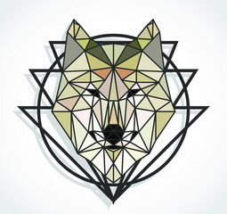 Fototapeta premium wolf head triangle geometric design illustration background