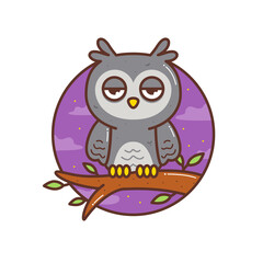 cute little owl in the tree branch