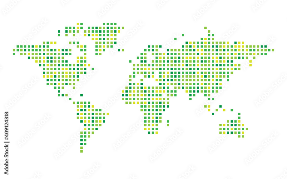 Poster world map green dotted mosaic