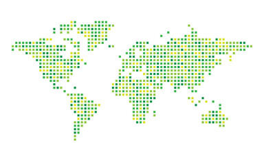 World map green dotted mosaic