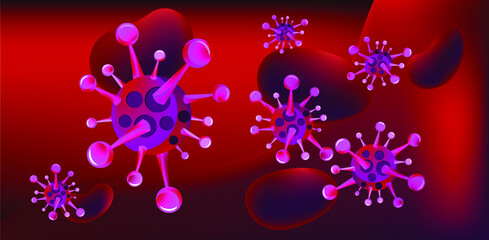 Vector illustration of the spread of a virus in the body
