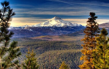 View of Mt Jefferson in the cascades near Sisters in central Oregon
