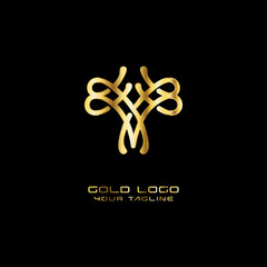 golden abstract cross golden luxury and elegant icon logo