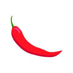 Red hot chili pepper. Spicy ingredient. Chili logo. Spice Hot Chili Pepper isolated on white background. Natural healthy food