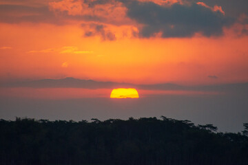 Sunset ocean horizon sky clouds sunset landscape