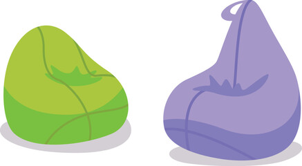Two bean bag for rest.  Isolated over white background.  Relaxation and recreation area