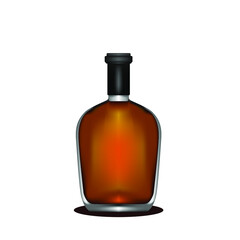 Realistic Whiskey Clear Bottle. Mockup Bottle. Package Design Product. Isolated on White Background. Vector Illustration