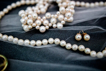 Pearl necklace and earrings