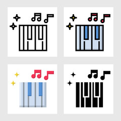 piano keyboard icon vector design in filled, thin line, outline and flat style.