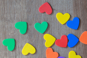 Background of a lot of heart icons on the table.