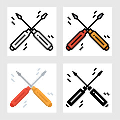 Screwdriver icon vector design in filled, thin line, outline and flat style.