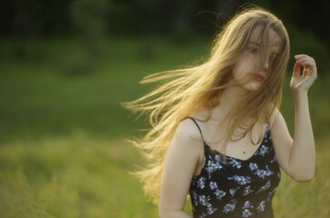 Naklejka premium blonde with long hair