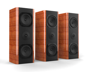 Luxury music speakers with wood side panels - 3D Illustration