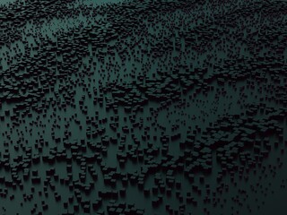 Dark city environment in blue light - 3D Illustration