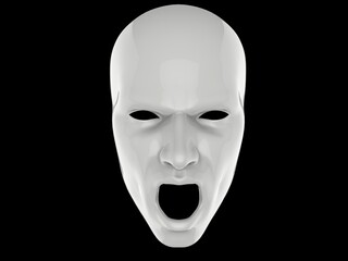 Uncanny white screaming face mask - 3D Illustration