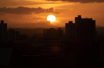 Recife / Pernambuco / Brazil. December, 25.2021. Sunset seen west of the city of Recife.