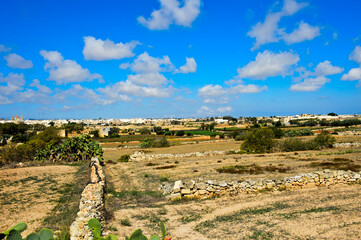 Fototapeta na wymiar Arable Land With Stone Walls Near Qrendi, Malta