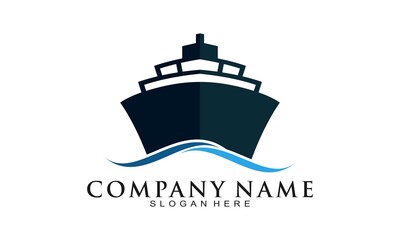 Obraz premium Big ship in the sea illustration vector logo
