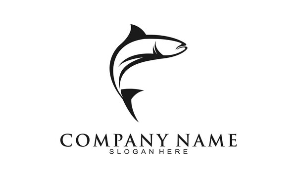 Jump fish vector logo