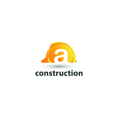 construction and consultant engineering logo concept with initial letter a and hard hat helmet	