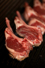 Meat baking on grill close up cooking modern high quality prints greek traditional food style