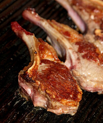 Meat baking on grill close up cooking modern high quality prints greek traditional food style