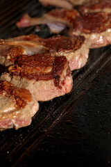 Meat baking on grill close up cooking modern high quality prints greek traditional food style