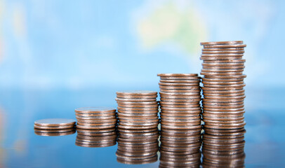 A row of diminishing dollar coins
