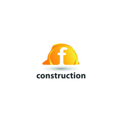 construction and consultant engineering logo concept with initial letter f and hard hat helmet	